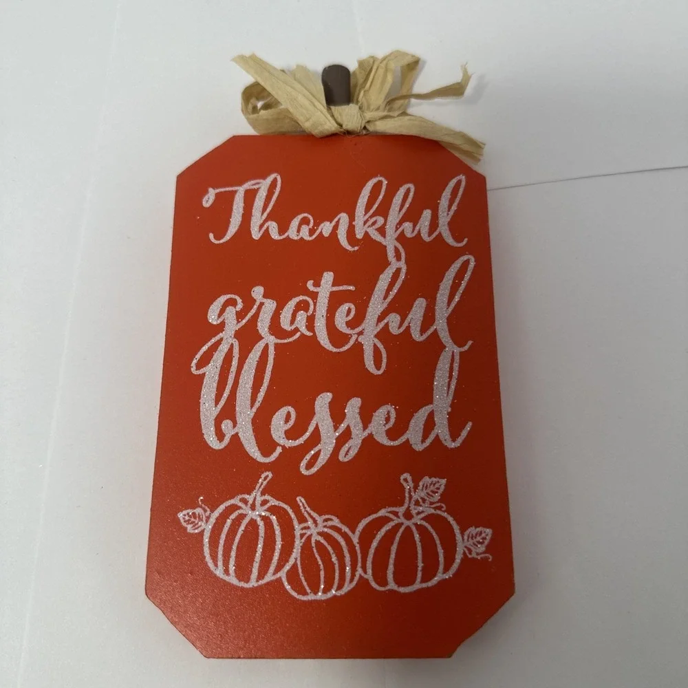Fantastic Fall Miniature Autumn Wooden Decor Sign - ''Thankful Grateful Blessed'